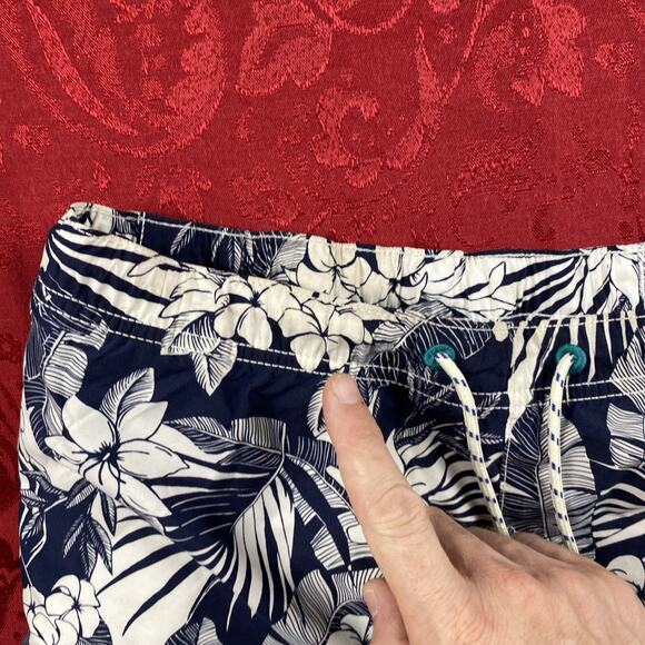 Tommy‎ Bahama Swim Trunks Men Medium Blue Palm Leaf Floral Hawaiian RELAX *Read - Picture 2 of 13